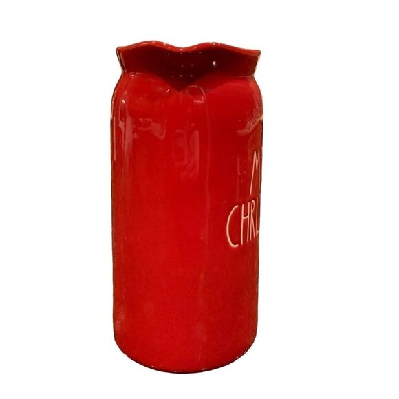 Rae Dunn MERRY CHRISTMAS Red Pitcher Vase Ceramic Holiday Home Decor Christmas - Picture 3 of 7